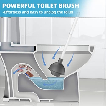 Bthiner 2 in 1 Toilet Brush & Plunger Set for Clean Bathrooms