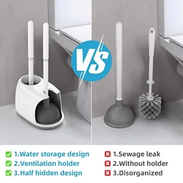 Bthiner 2 in 1 Toilet Brush & Plunger Set for Clean Bathrooms
