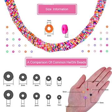 KitBeads 3800 pcs Handmade Polymer Clay Heishi Beads Vinyl Heishi Chip Disk Flat Round Loose Spacer Beads for Jewelry Making 4mm Rainbow Color