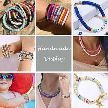 KitBeads 3800 pcs Handmade Polymer Clay Heishi Beads Vinyl Heishi Chip Disk Flat Round Loose Spacer Beads for Jewelry Making 4mm Rainbow Color