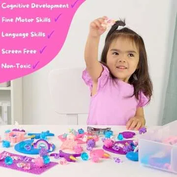 Sensationally OT Unicorn Sensory Dough Kit (3 Jars) Non-Toxic Dough with Unicorn Cutters, Charms, Rainbow, Pom Poms, Diamonds, Gems, and Stackable Storage - Perfect for Creative Play and Gift for Kids