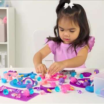 Sensationally OT Unicorn Sensory Dough Kit (3 Jars) Non-Toxic Dough with Unicorn Cutters, Charms, Rainbow, Pom Poms, Diamonds, Gems, and Stackable Storage - Perfect for Creative Play and Gift for Kids