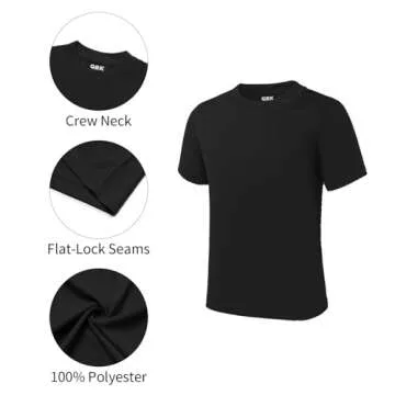 QBK 2T to Youth Neon Shirt Kids UPF 50+ Dry Fit Athletic Short Sleeve T Shirts for Boys and Girls