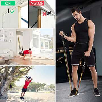 COOWOO Resistance Bands Set, Exercise Bands with Door Anchor, Handles, Waterproof Carry Bag, Legs Ankle Straps for Resistance Training, Physical Therapy, Home Workouts