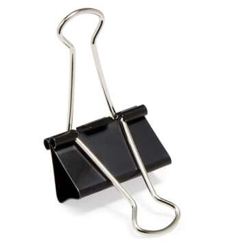 Amazon Basics Binder Paper Clips, Medium Clip (Small Box), 24 Count, 2 Pack of 12, Black