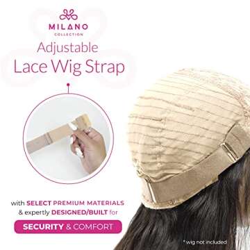 Milano Adjustable Elastic Wig Band with Hooks for Secure Fit & Comfort for Wigs and Lace Front Wigs ...