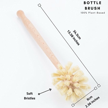 Eco-Friendly Wood and Tampico Brush Set for Kitchen