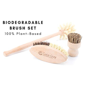 Eco-Friendly Wood and Tampico Brush Set for Kitchen