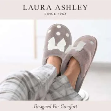 Laura Ashley Polka Dot Micro Terry Scuff Slippers