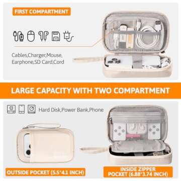 Electronics Organizer, OrgaWise Electronic Accessories Bag Storage Case Travel Waterproof Bag for Phones, Cables, Chargers (S2-Beige)