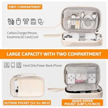 Electronics Organizer, OrgaWise Electronic Accessories Bag Storage Case Travel Waterproof Bag for Phones, Cables, Chargers (S2-Beige)