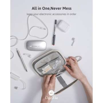 Electronics Organizer, OrgaWise Electronic Accessories Bag Storage Case Travel Waterproof Bag for Phones, Cables, Chargers (S2-Beige)