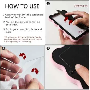 WDS WONDROUS Pink&Green Velvet Picture Frames 3x5 with Wavy Border for Tabletop Display,Small Cute Desk Photo Frame Set of 2,Girly Aesthetic Trendy Pic Frame for Home Office Apartment Dorm Room Decor