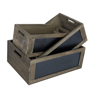 MyGift Rustic Wooden Nesting Storage Bins with Chalkboard Panel
