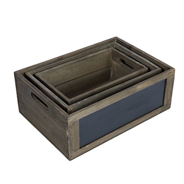 MyGift Rustic Wooden Nesting Storage Bins with Chalkboard Panel