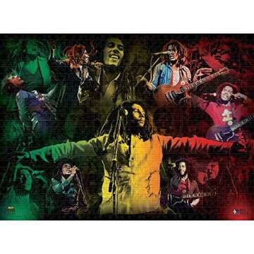 High Roller Games Bob Marley: 1000 Piece Collage Jigsaw Puzzle, Size 19' x 26'