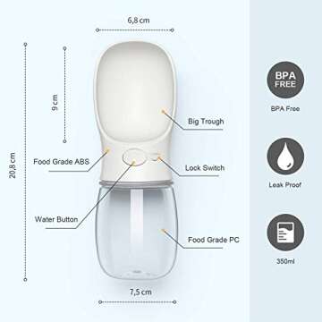 DEYACE Dog Water Bottle, Leak Proof Portable Pet Water Bottles for Dogs, Puppy Water Dispenser with ...