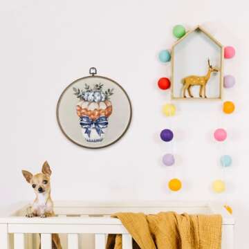 MAQIKA Fall Pumpkin Framed Wall Art Decor, Chinoiserie Decor, Fall Wall Decor, Blue and White Round Wall Hanging Decor, Pumpkin Decor Canvas Prints Art for Living Room Bathroom Kitchen, 10x10 Inch