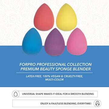 ForPro Professional Collection Premium Beauty Sponge Blender, 5-Piece Makeup Sponge Set, Latex-Free, 100% Vegan & Cruelty-Free, Multi-Color