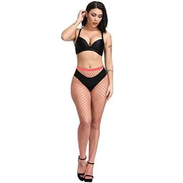 EVERSWE High Waist Fishnet Tights, Thigh High Suspender Stockings (OR-LM, SM)