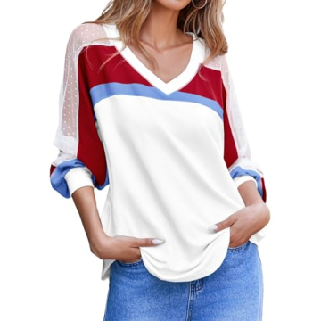 Stylish Oversized Striped Sweatshirt V Neck Tunic White
