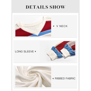 Stylish Oversized Striped Sweatshirt V Neck Tunic White