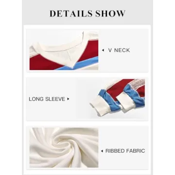 Stylish Oversized Striped Sweatshirt V Neck Tunic White