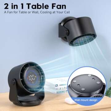 YOSHENMO Table Fans - Ultra Quiet, 100 Speeds, Portable & Rechargeable