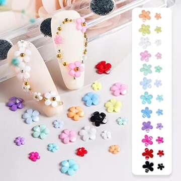 Floral Nail Decorations - 12 Color Acrylic Nail Charms