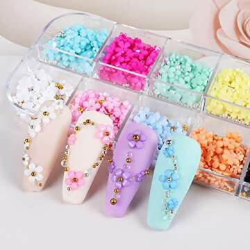 Floral Nail Decorations - 12 Color Acrylic Nail Charms