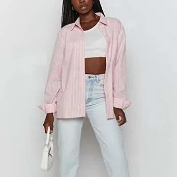 SAFRISIOR Women’s 2 Piece Casual Tracksuit Outfit Sets Stripe Long Sleeve Shirt And Loose High Waisted Mini Shorts Set