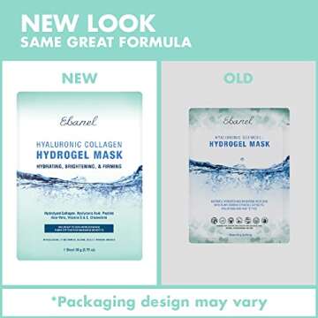 Ebanel 5-Pack Hydrogel Collagen Face Mask, Instant Brightening Hydrating Facial Masks Sheet Mask for Firming, Lifting Anti Aging Anti Wrinkle with Hyaluronic Acid, Peptide, Aloe Vera, Vitamin C & E