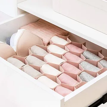 Poeland Adjustable Honeycomb Drawer Dividers in Pink