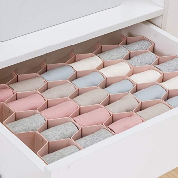 Poeland Adjustable Honeycomb Drawer Dividers in Pink
