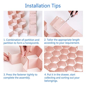 Poeland Adjustable Honeycomb Drawer Dividers in Pink