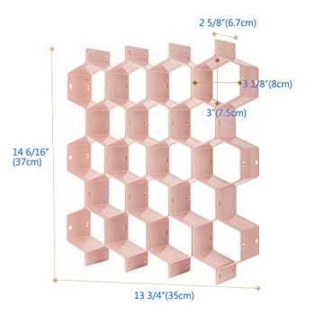 Poeland Adjustable Honeycomb Drawer Dividers in Pink