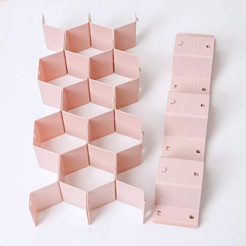 Poeland Adjustable Honeycomb Drawer Dividers in Pink