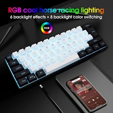 Snpurdiri 60% Wired Gaming Keyboard for Gamers and Typists