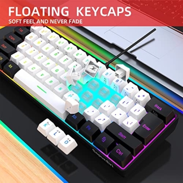 Snpurdiri 60% Wired Gaming Keyboard for Gamers and Typists