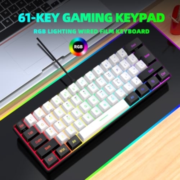 Snpurdiri 60% Wired Gaming Keyboard for Gamers and Typists