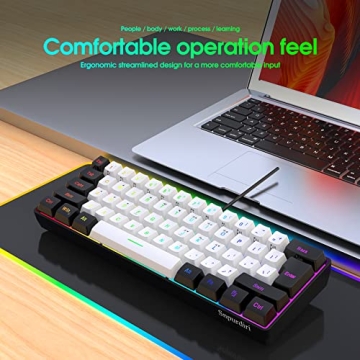 Snpurdiri 60% Wired Gaming Keyboard for Gamers and Typists