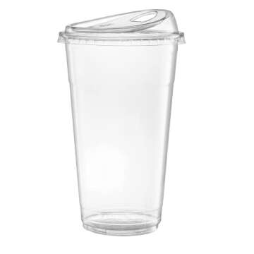 Comfy Package [ 24 oz. - 50 Sets Clear Plastic Cups With Strawless Sip-Lids