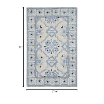 SAFAVIEH Bella Collection Accent Rug - 2'3" x 5', Ivory & Blue, Handmade Wool & Viscose, Ideal for H...