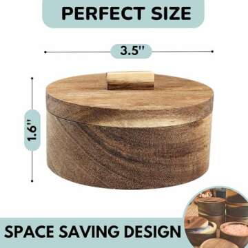 Salt Cellar with Lid - Solid Wood Salt Container- 3.5 oz Salt Box with Lid - Kosher Salt Container - Salt Holder - Salt Keeper 3.5 Inch Small Salt Bowl with Lid - Modern Salt Holder