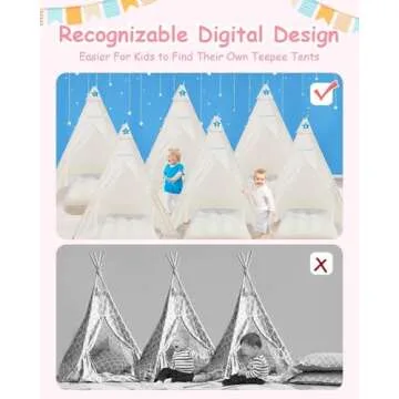 Heypappy 6 Pack Teepee Tent for Kids with Inflatable Airbed, Light, Toddler Tent Children Room Tents...