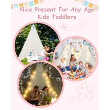 Heypappy Kids Teepee Tent Set with Air Mattress and Lights