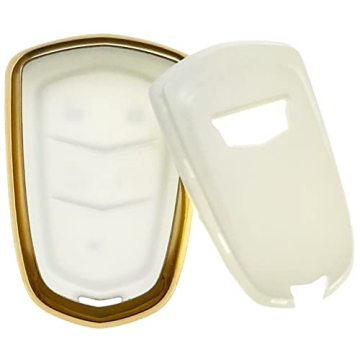 Stylish Cadillac TPU Key Fob Cover - White/Green