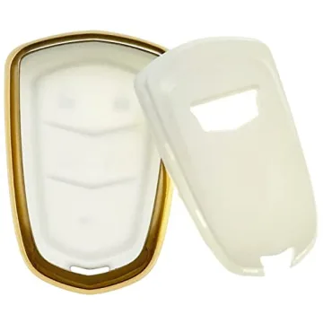 Stylish Cadillac TPU Key Fob Cover - White/Green