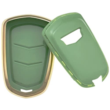 Stylish Cadillac TPU Key Fob Cover - White/Green