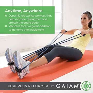 Gaiam Pilates Coreplus Reformer Resistance Band Kit - Home Fitness Equipment for Total Body Workout ...